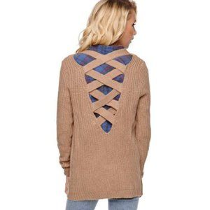 4 for $25 || LA Hearts | Tan Cross Back Cardigan